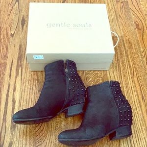 Gentle Souls Suede Black Stud Ankle Boots - Sz 7